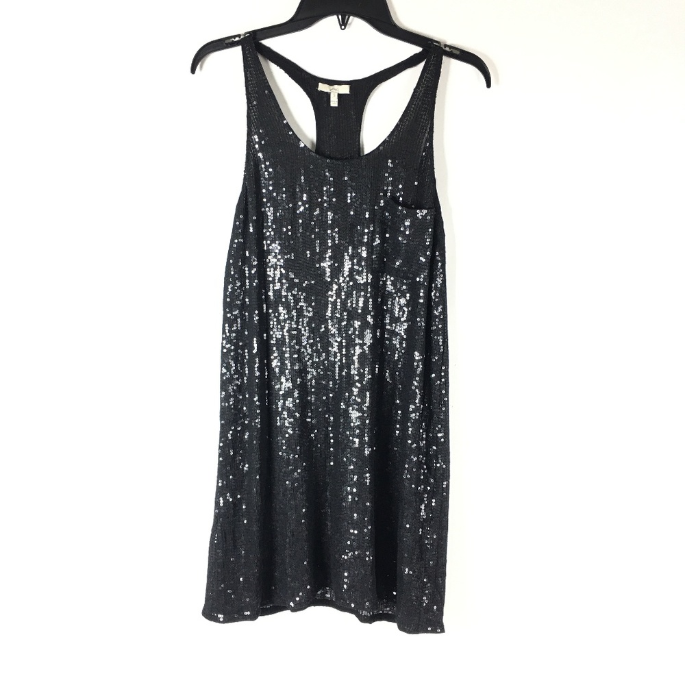 Joie Womens Black Sequin Tunic Dress  Silk Pocket